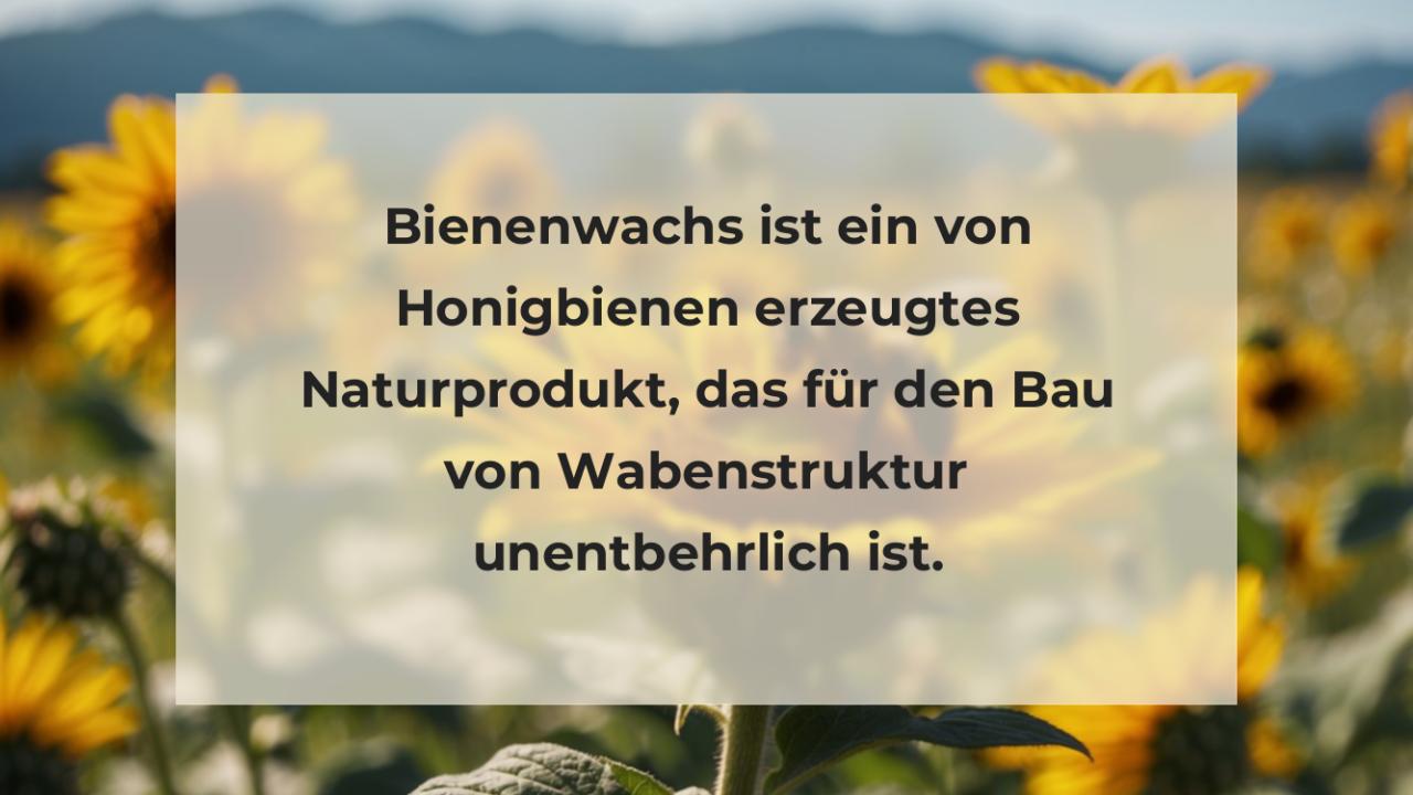 Bienenwachs ist ein von Honigbienen erzeugtes Naturprodukt, das für den Bau von Wabenstruktur unentbehrlich ist.