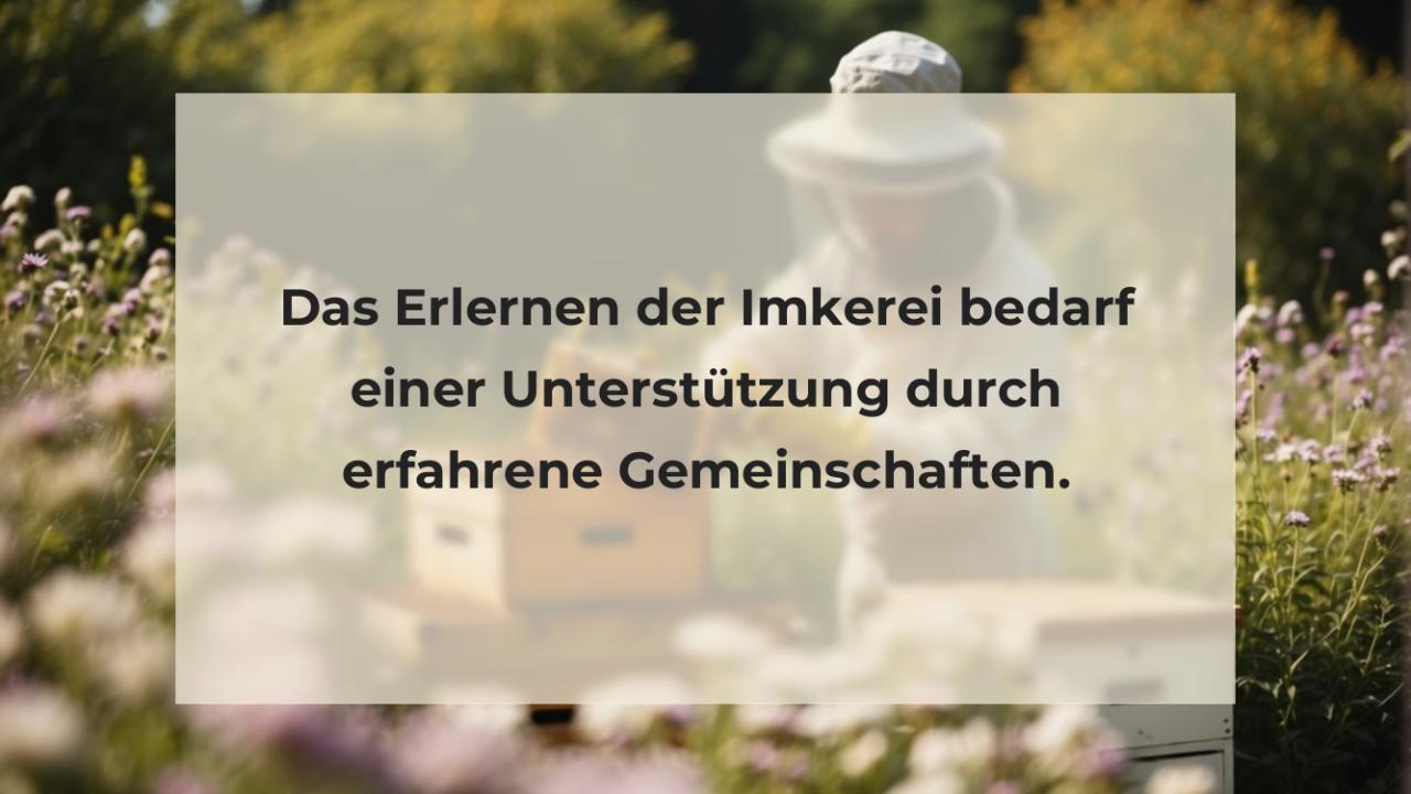 Das Erlernen der Imkerei bedarf einer Unterstützung durch erfahrene Gemeinschaften.