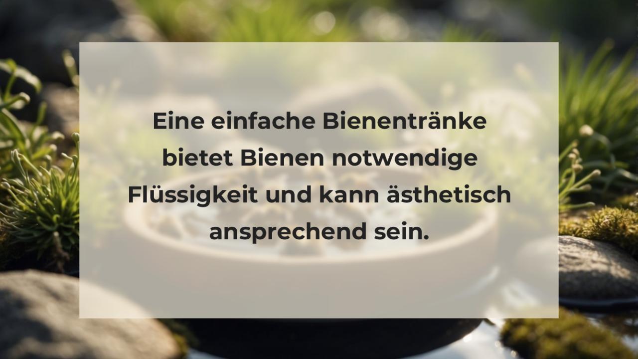 Eine einfache Bienentränke bietet Bienen notwendige Flüssigkeit und kann ästhetisch ansprechend sein.