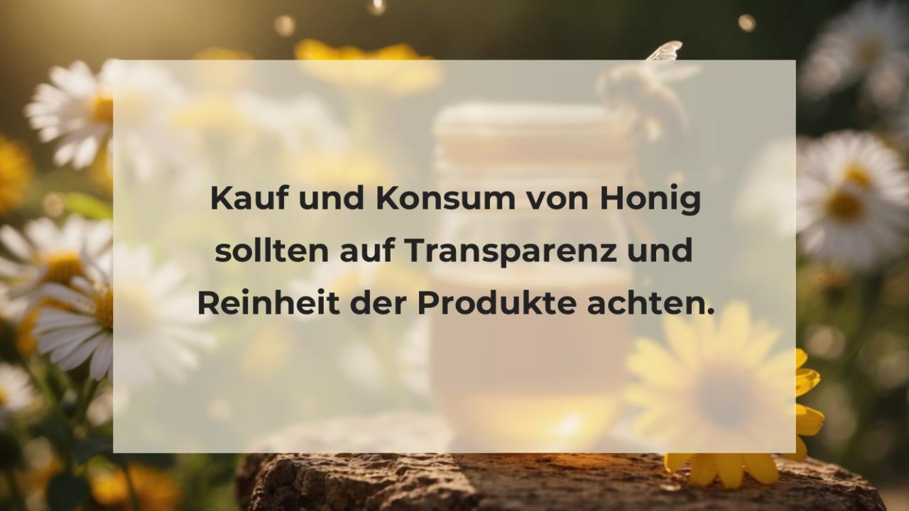 Kauf und Konsum von Honig sollten auf Transparenz und Reinheit der Produkte achten.