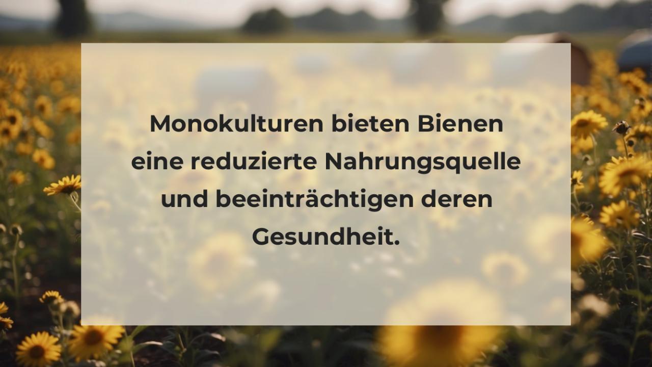 Monokulturen bieten Bienen eine reduzierte Nahrungsquelle und beeinträchtigen deren Gesundheit.