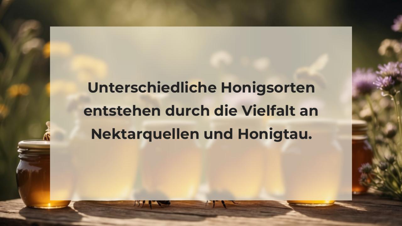 Unterschiedliche Honigsorten entstehen durch die Vielfalt an Nektarquellen und Honigtau.