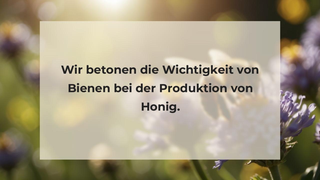 Wir betonen die Wichtigkeit von Bienen bei der Produktion von Honig.